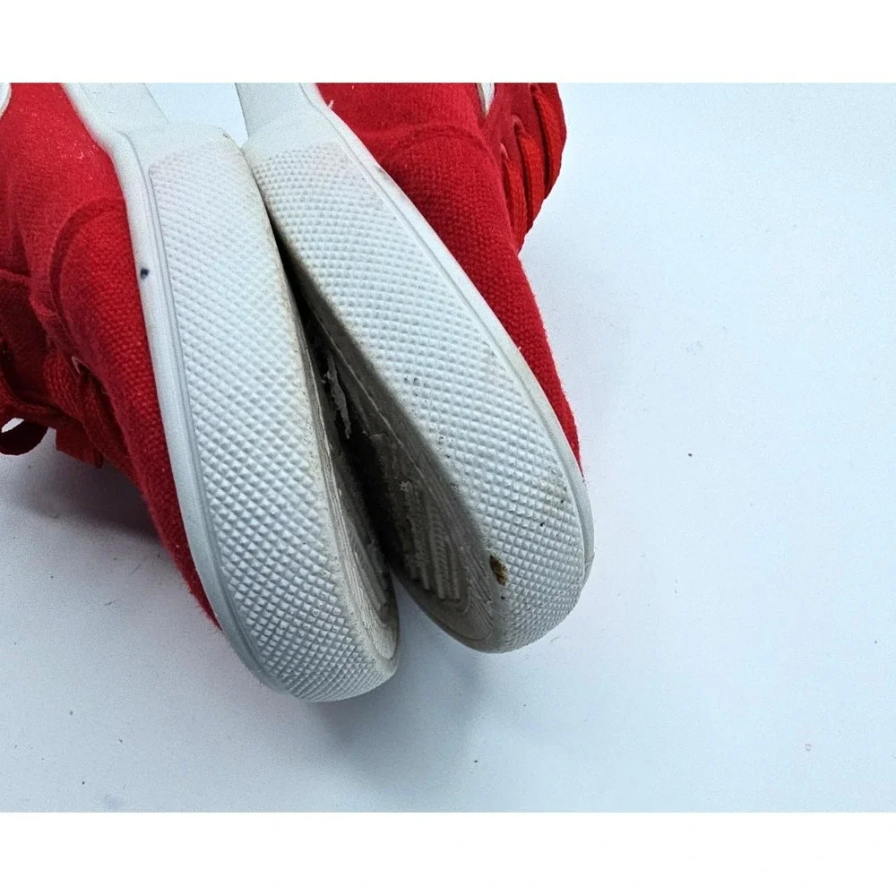 Just Be Womens Size 8 Red Canvas Lace Up Sneakers Casual Comfort Shoes